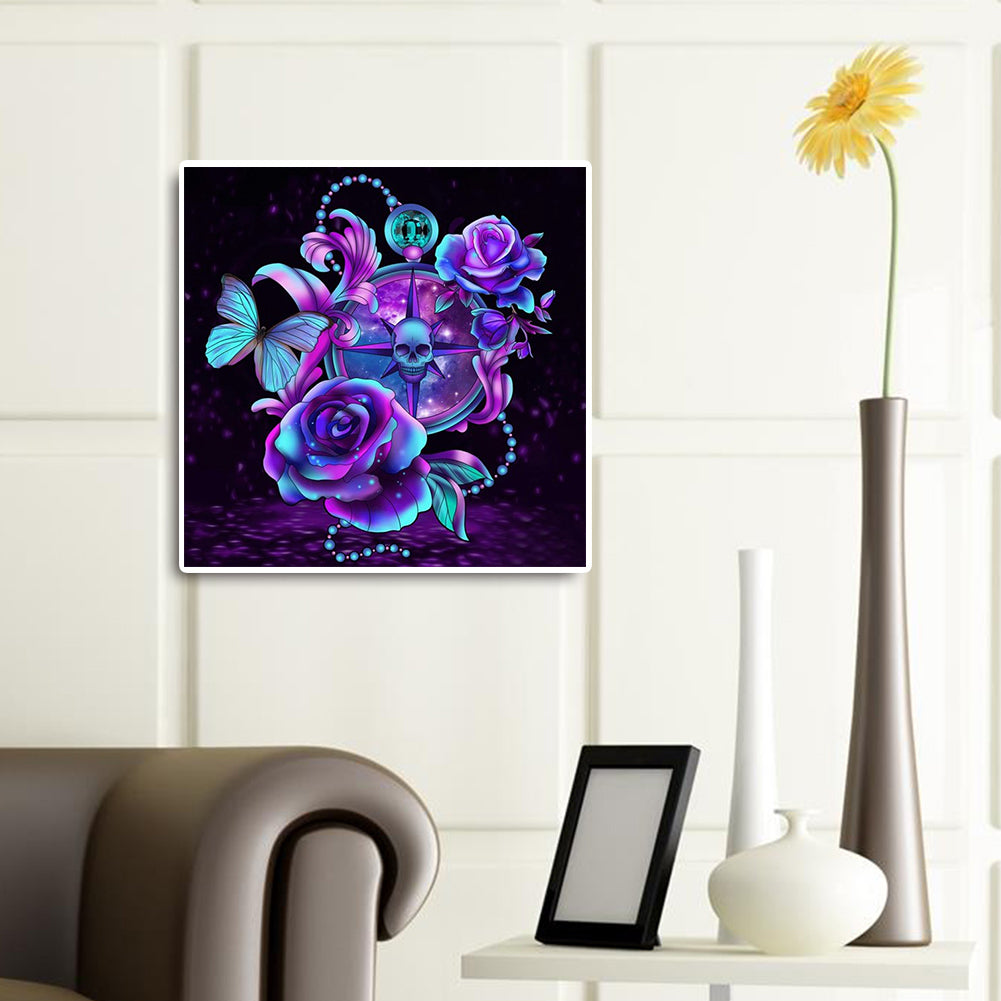 Purple Rose 30*30CM(Canvas) Full Square Drill Diamond Painting