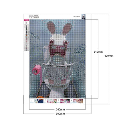 Rabbit Squatting On Toilet 30*40CM(Canvas) Full Round Drill Diamond Painting