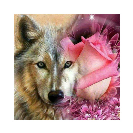 Wolf And Flower 30*30CM(Canvas) Full Round Drill Diamond Painting