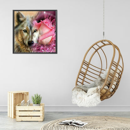 Wolf And Flower 30*30CM(Canvas) Full Round Drill Diamond Painting