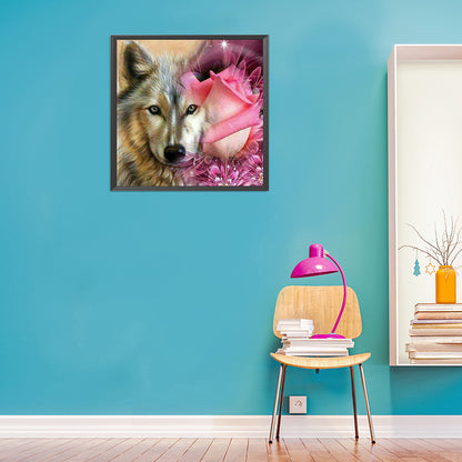 Wolf And Flower 30*30CM(Canvas) Full Round Drill Diamond Painting