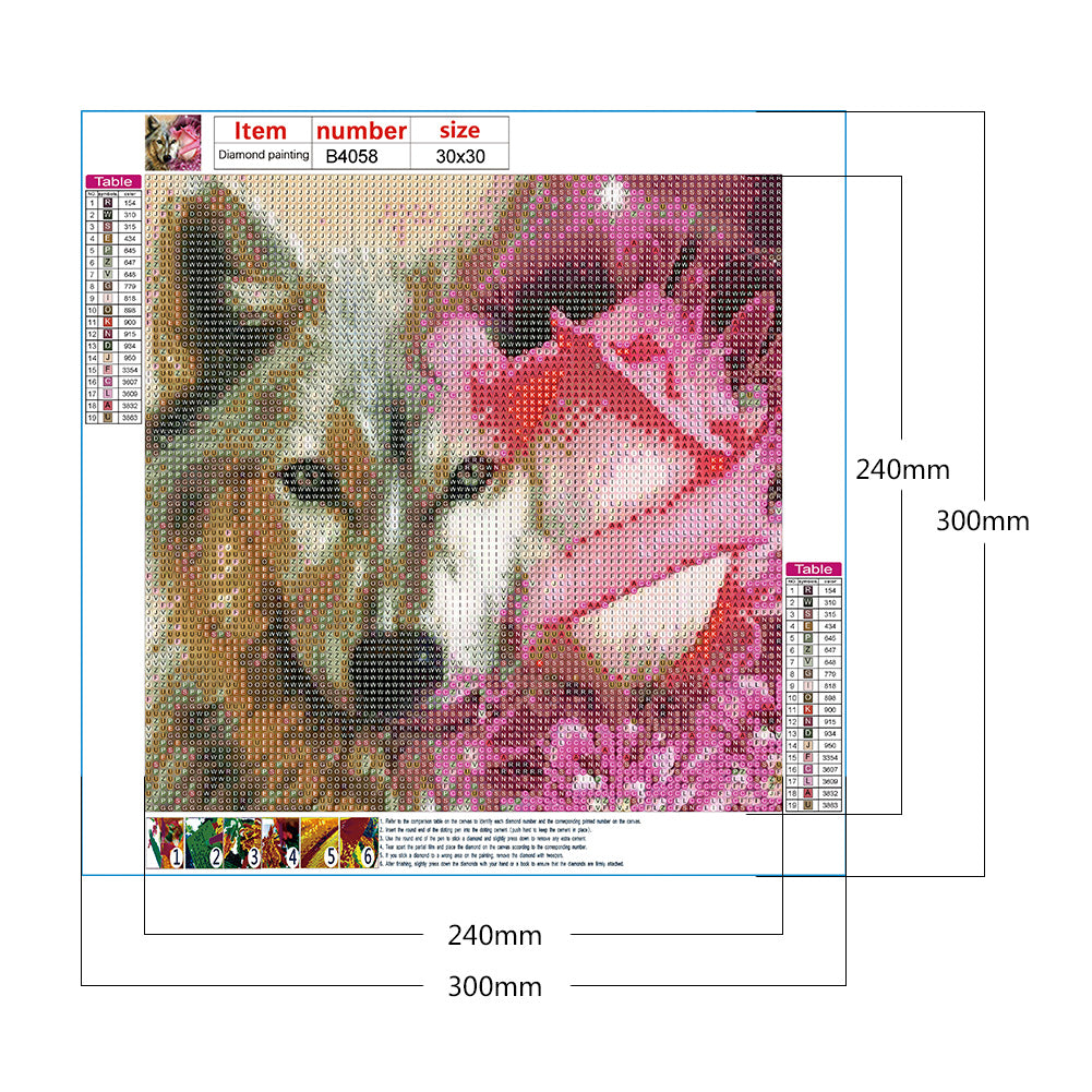 Wolf And Flower 30*30CM(Canvas) Full Round Drill Diamond Painting