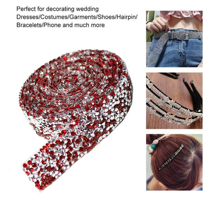 Self Adhesive Crystal Rhinestone Diamond Ribbon DIY Car Phone Sticker Tape