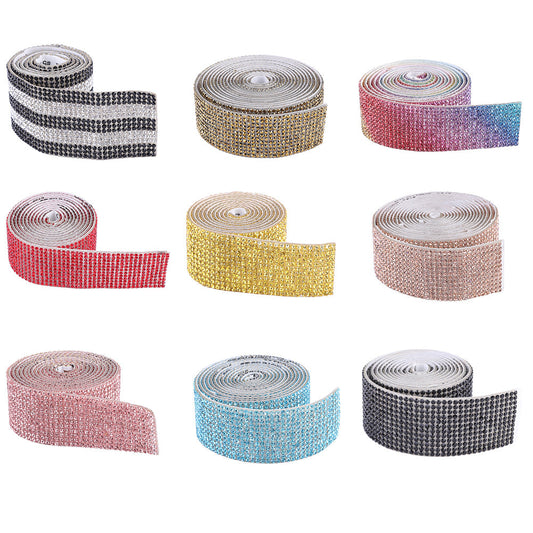 1m Rhinestone Tape Ribbon Self-adhesive Crystal DIY Cake Wrap Wedding Decor
