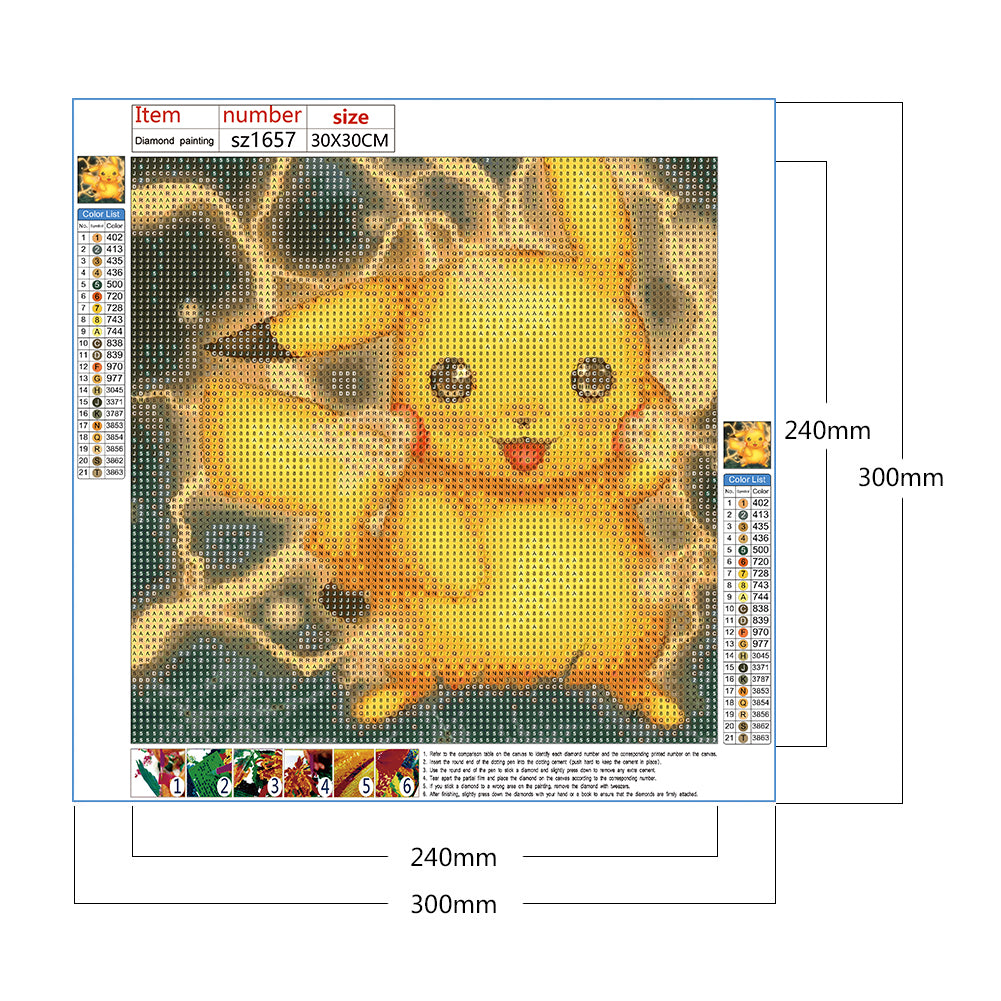 Pikachu 30*30CM(Canvas) Full Round Drill Diamond Painting