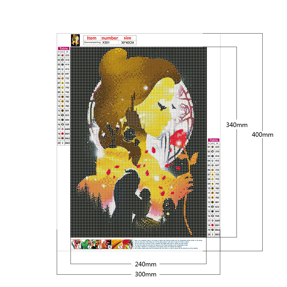 Disney Princess Silhouette 30*40CM(Canvas) Full Round Drill Diamond Painting