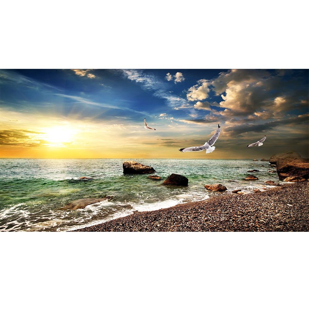 Rocky Seaside 80*40CM(Canvas) Full Round Drill Diamond Painting