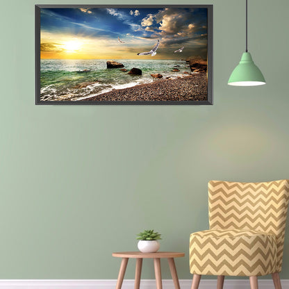 Rocky Seaside 80*40CM(Canvas) Full Round Drill Diamond Painting