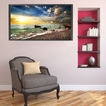 Rocky Seaside 80*40CM(Canvas) Full Round Drill Diamond Painting
