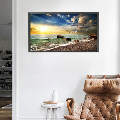 Rocky Seaside 80*40CM(Canvas) Full Round Drill Diamond Painting