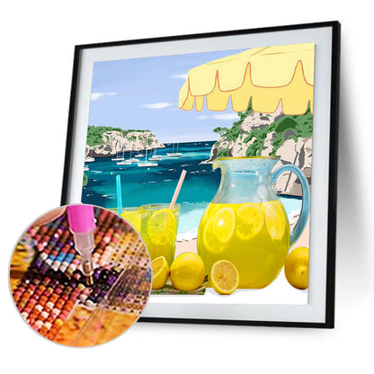 Summer Beach Fruit Tea 30*30CM(Canvas) Full Round Drill Diamond Painting