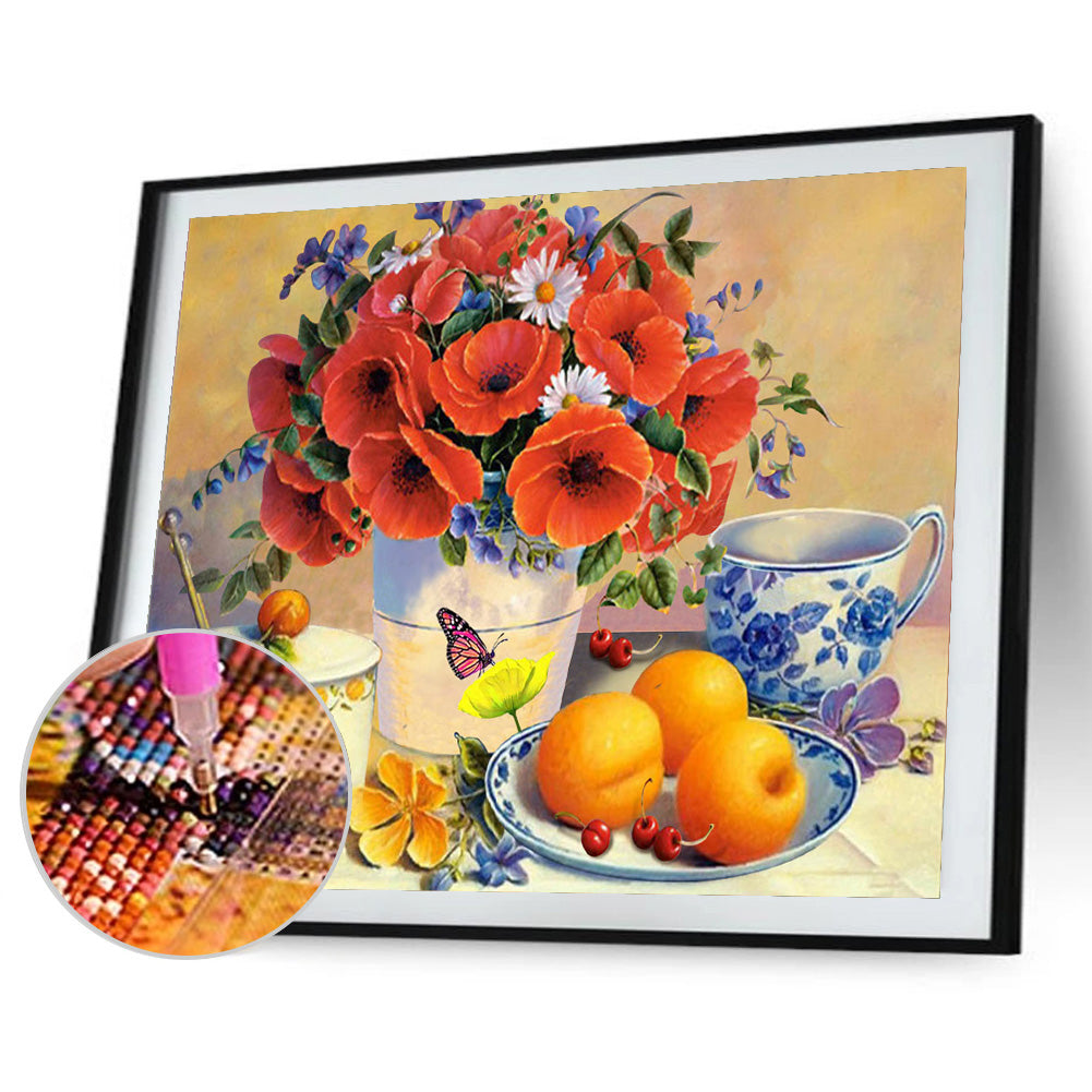 Flowers And Fruits 40*30CM(Canvas) Full Round Drill Diamond Painting