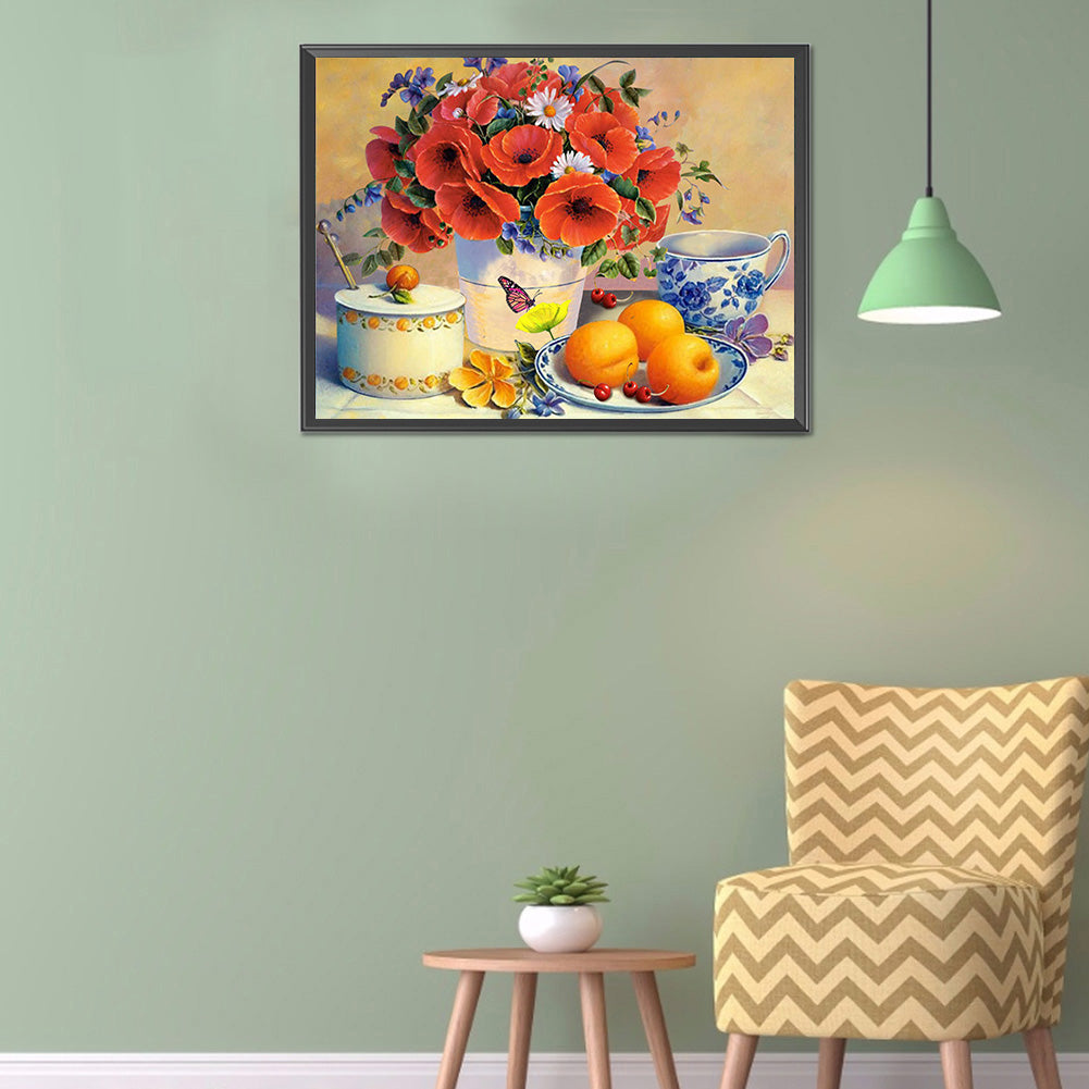 Flowers And Fruits 40*30CM(Canvas) Full Round Drill Diamond Painting