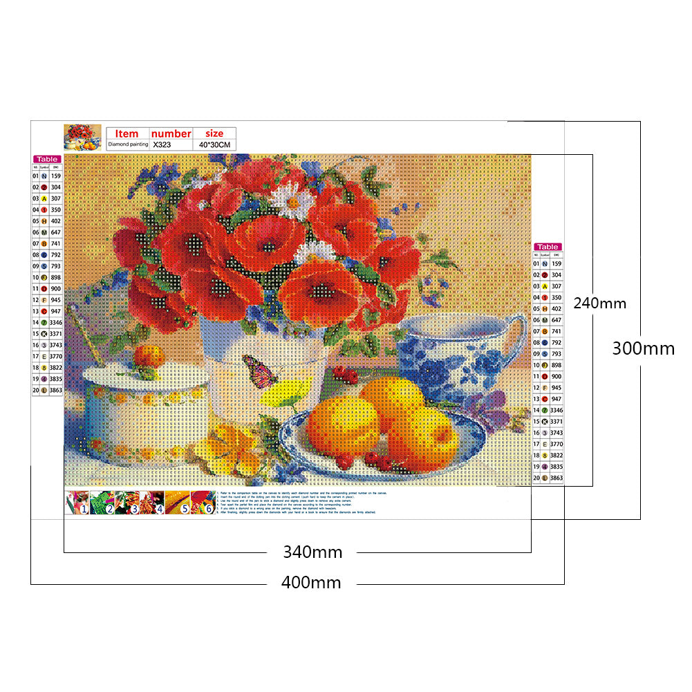 Flowers And Fruits 40*30CM(Canvas) Full Round Drill Diamond Painting