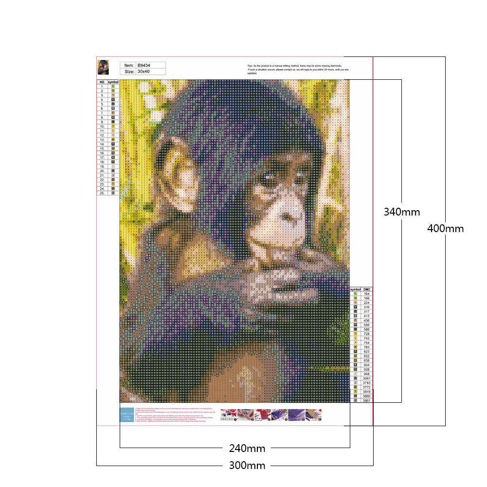 Chimpanzees 30*40CM(Canvas) Full Round Drill Diamond Painting
