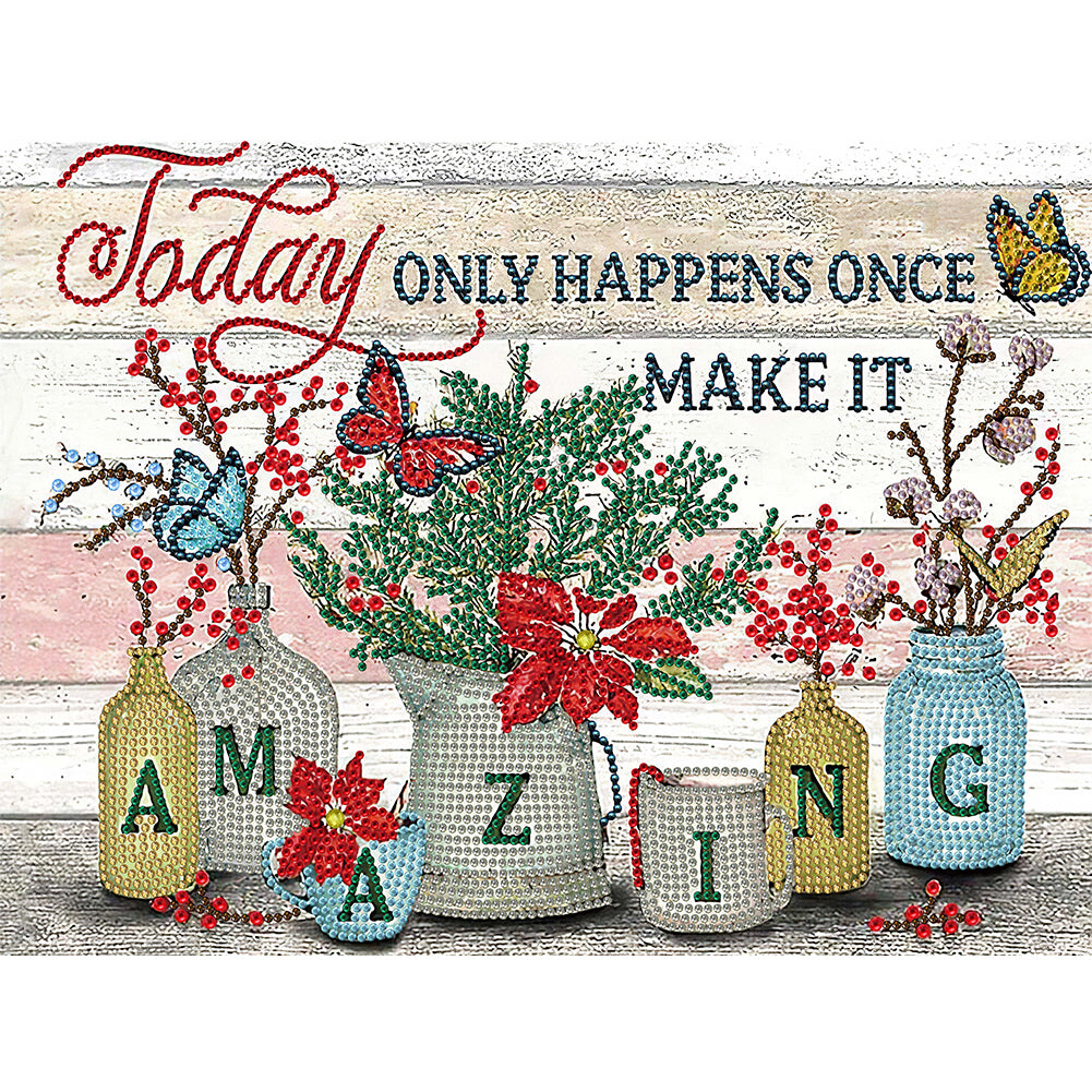 English 40*30CM(Canvas) Special Shaped Drill Diamond Paiting