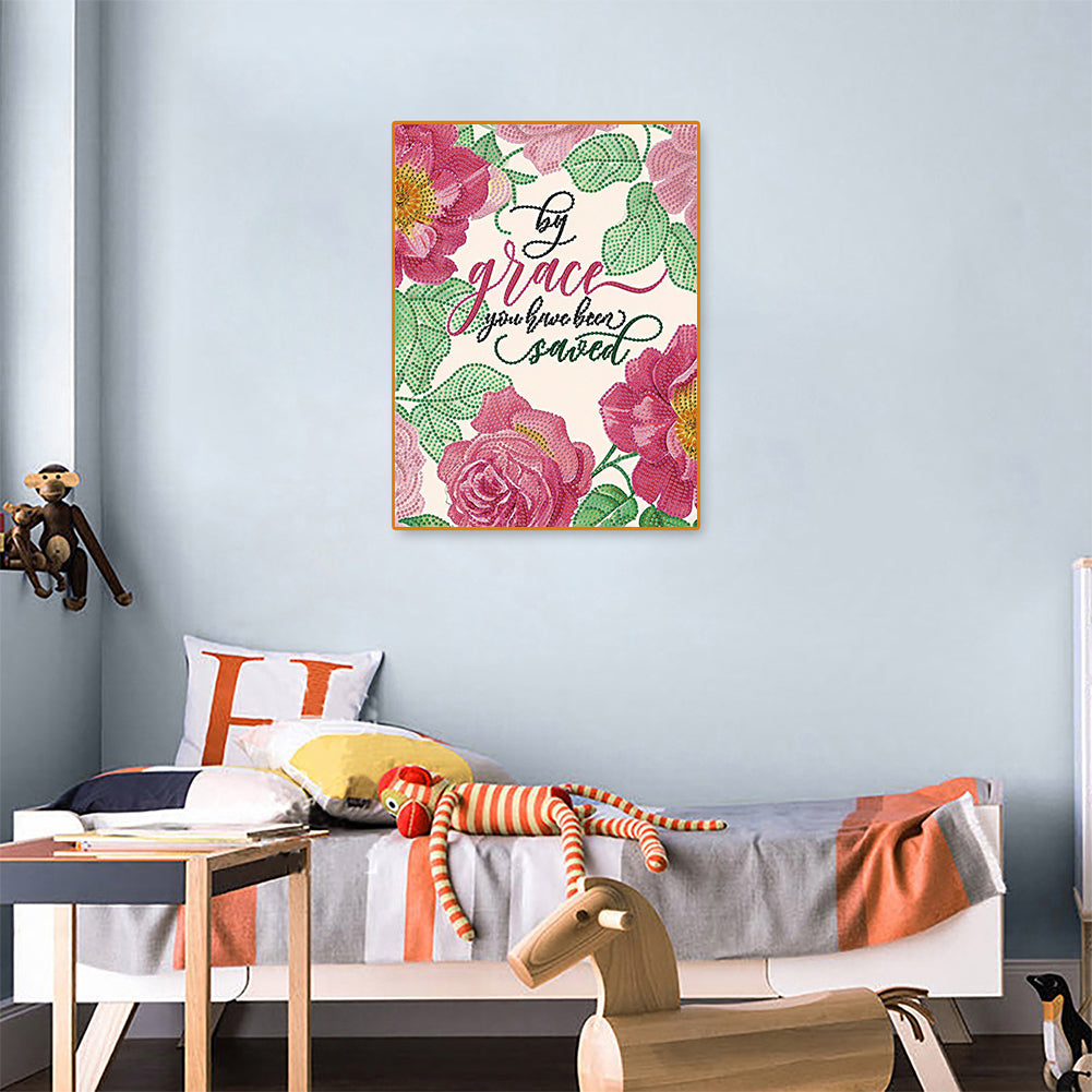 English 30*40CM(Canvas) Special Shaped Drill Diamond Paiting