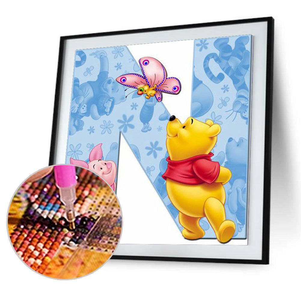 Pooh Letter N 40*40CM(Canvas) Full Round Drill Diamond Painting
