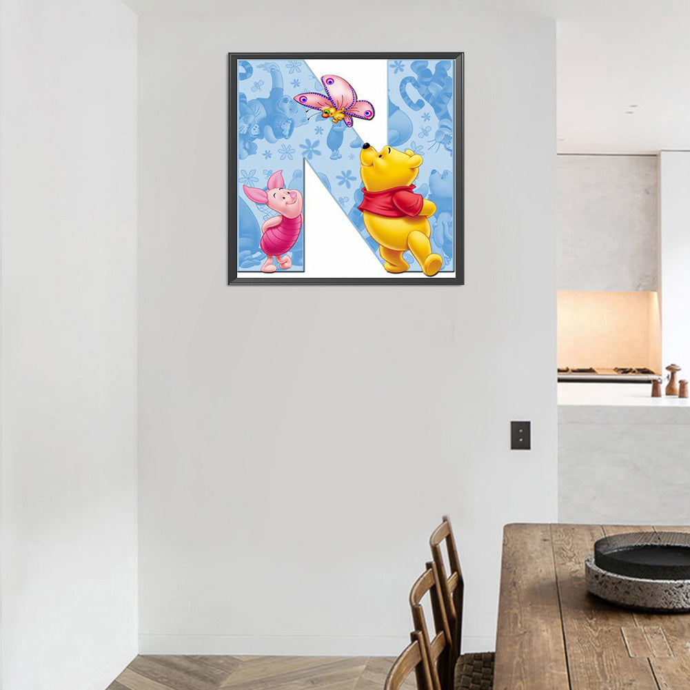 Pooh Letter N 40*40CM(Canvas) Full Round Drill Diamond Painting