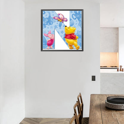 Pooh Letter N 40*40CM(Canvas) Full Round Drill Diamond Painting