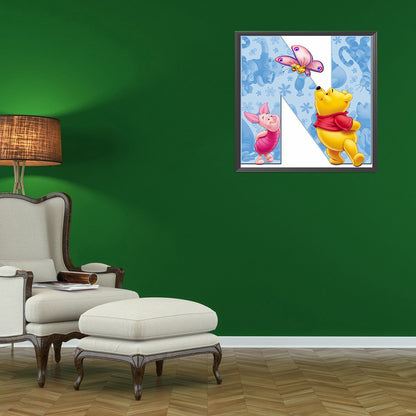 Pooh Letter N 40*40CM(Canvas) Full Round Drill Diamond Painting