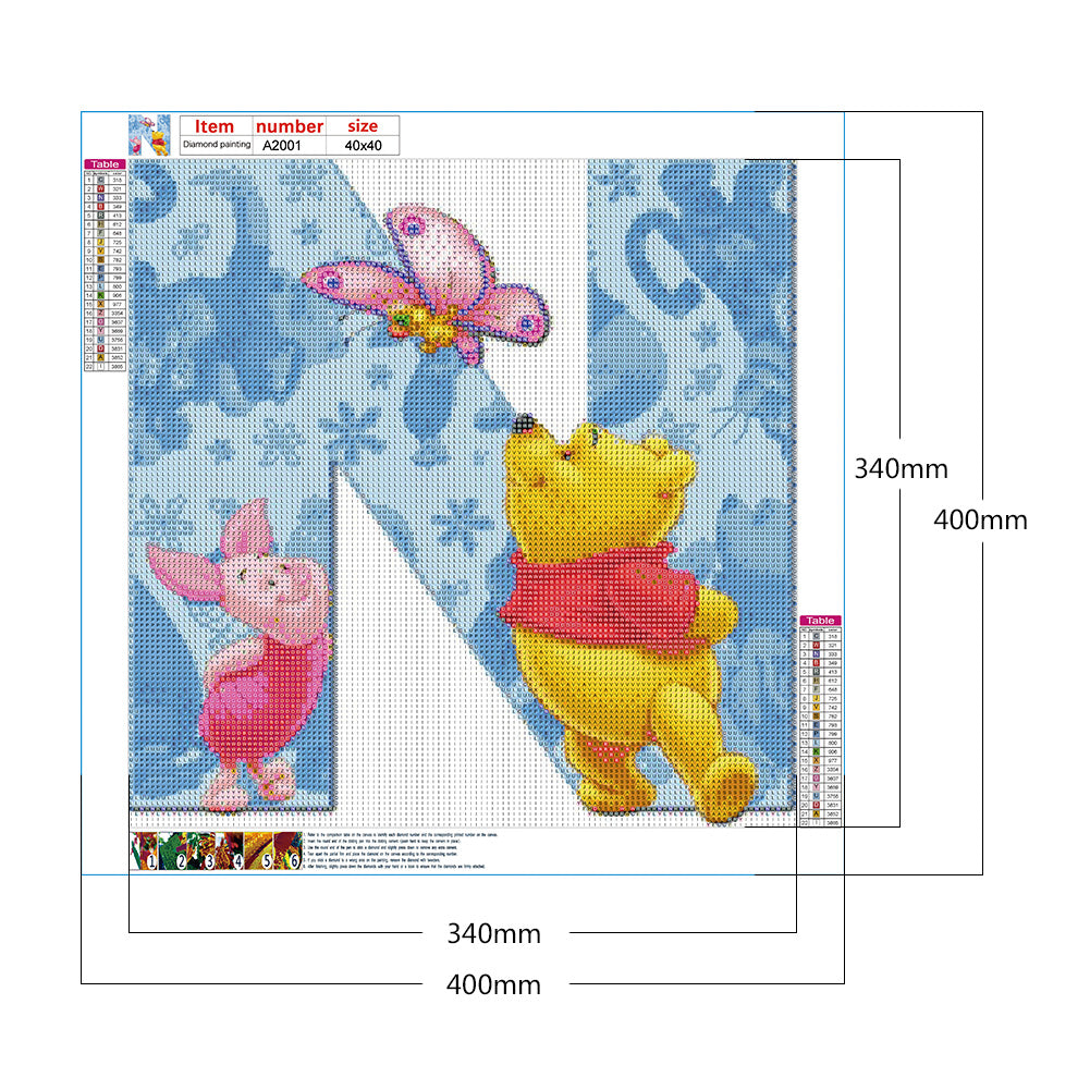 Pooh Letter N 40*40CM(Canvas) Full Round Drill Diamond Painting