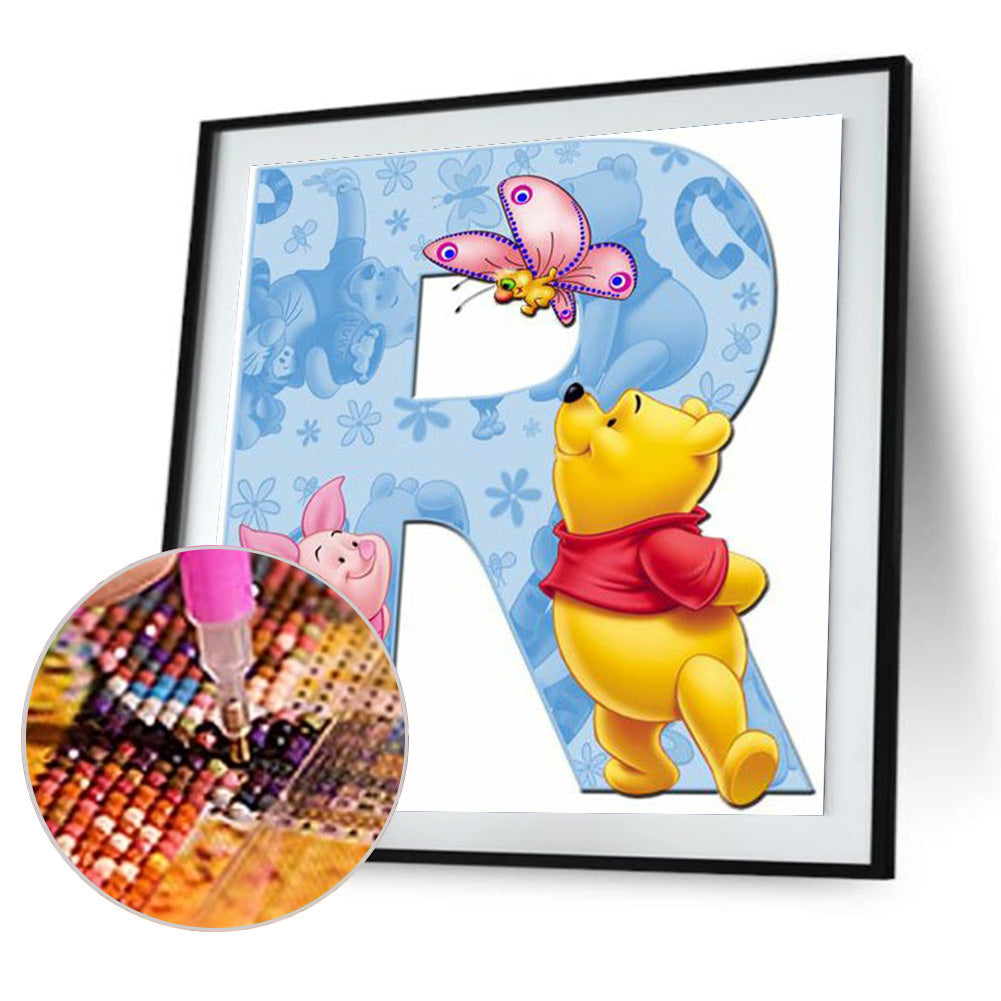 Pooh Letter R 40*40CM(Canvas) Full Round Drill Diamond Painting