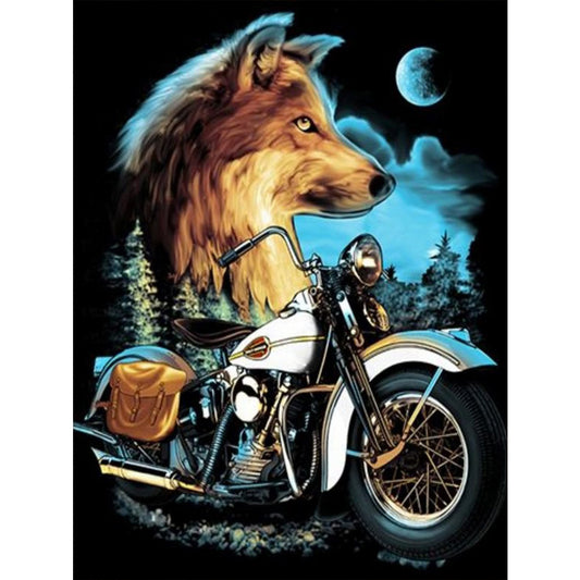 Motorcycle And Wolf 30*40CM(Canvas) Full Round Drill Diamond Painting