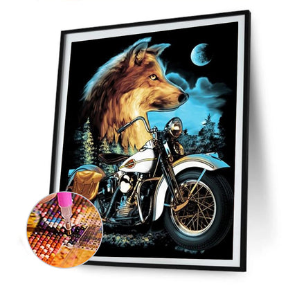 Motorcycle And Wolf 30*40CM(Canvas) Full Round Drill Diamond Painting