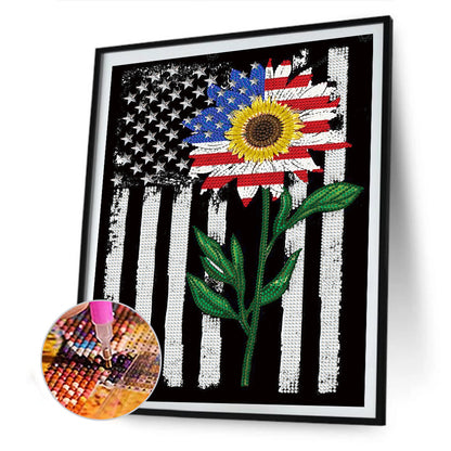 Sunflower 30*40CM(Canvas) Special Shaped Drill Diamond Paiting