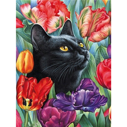 Black Cat 30*40CM(Canvas) Full Round Drill Diamond Painting