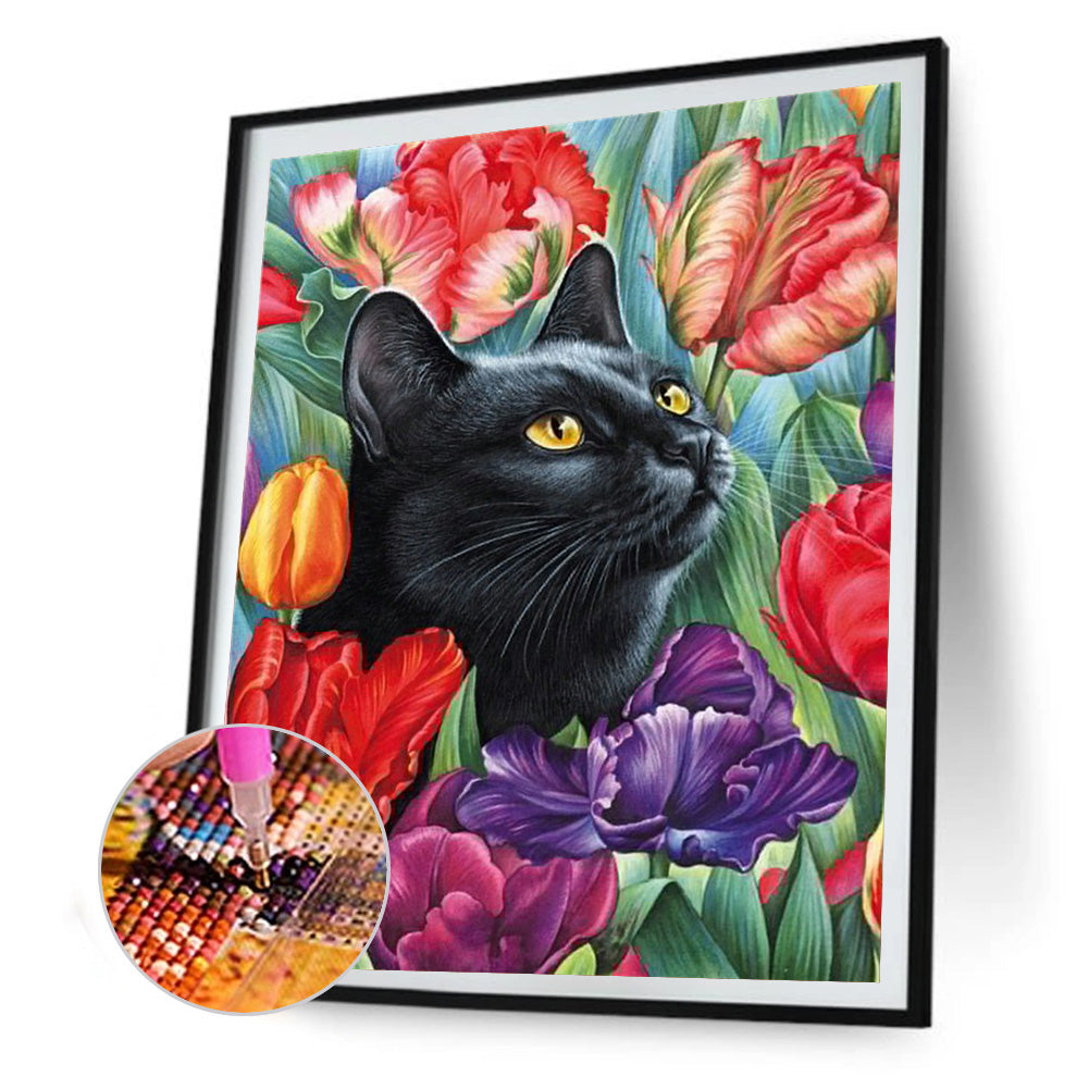 Black Cat 30*40CM(Canvas) Full Round Drill Diamond Painting