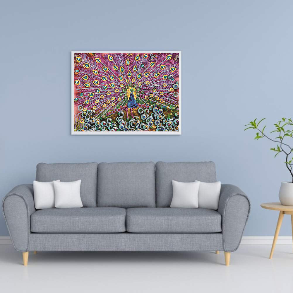 Peacock 40*30CM(Canvas) Special Shaped Drill Diamond Paiting