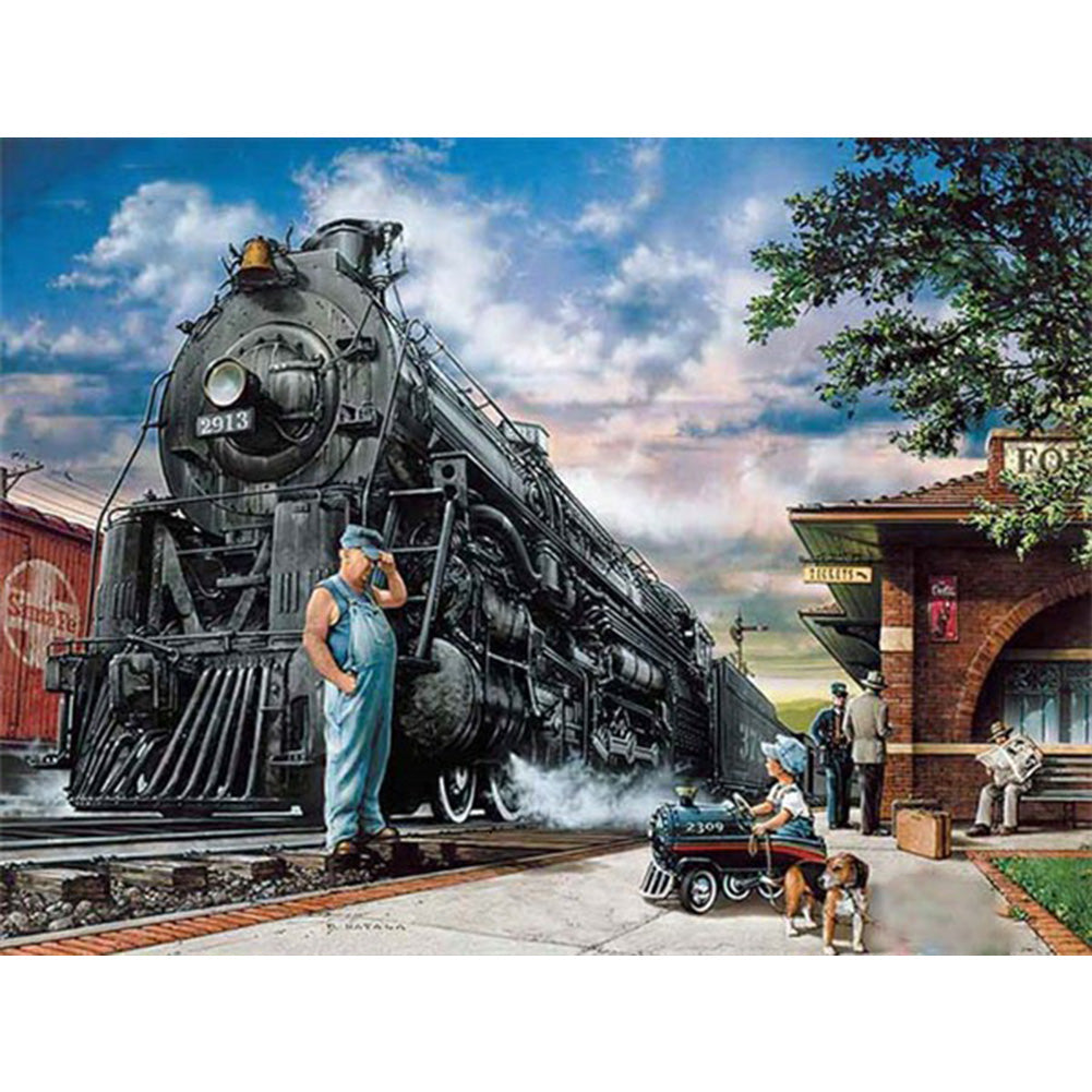 Big Train 40*30CM(Canvas) Full Round Drill Diamond Painting