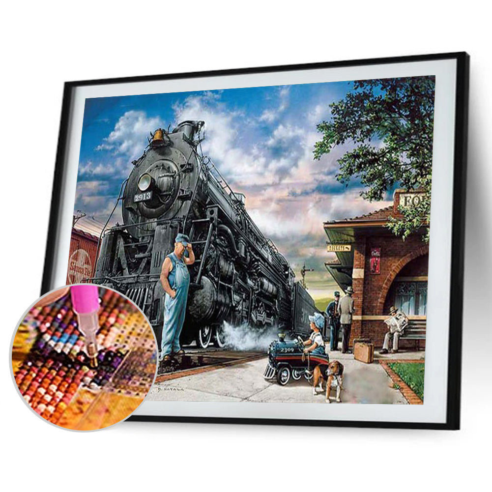 Big Train 40*30CM(Canvas) Full Round Drill Diamond Painting