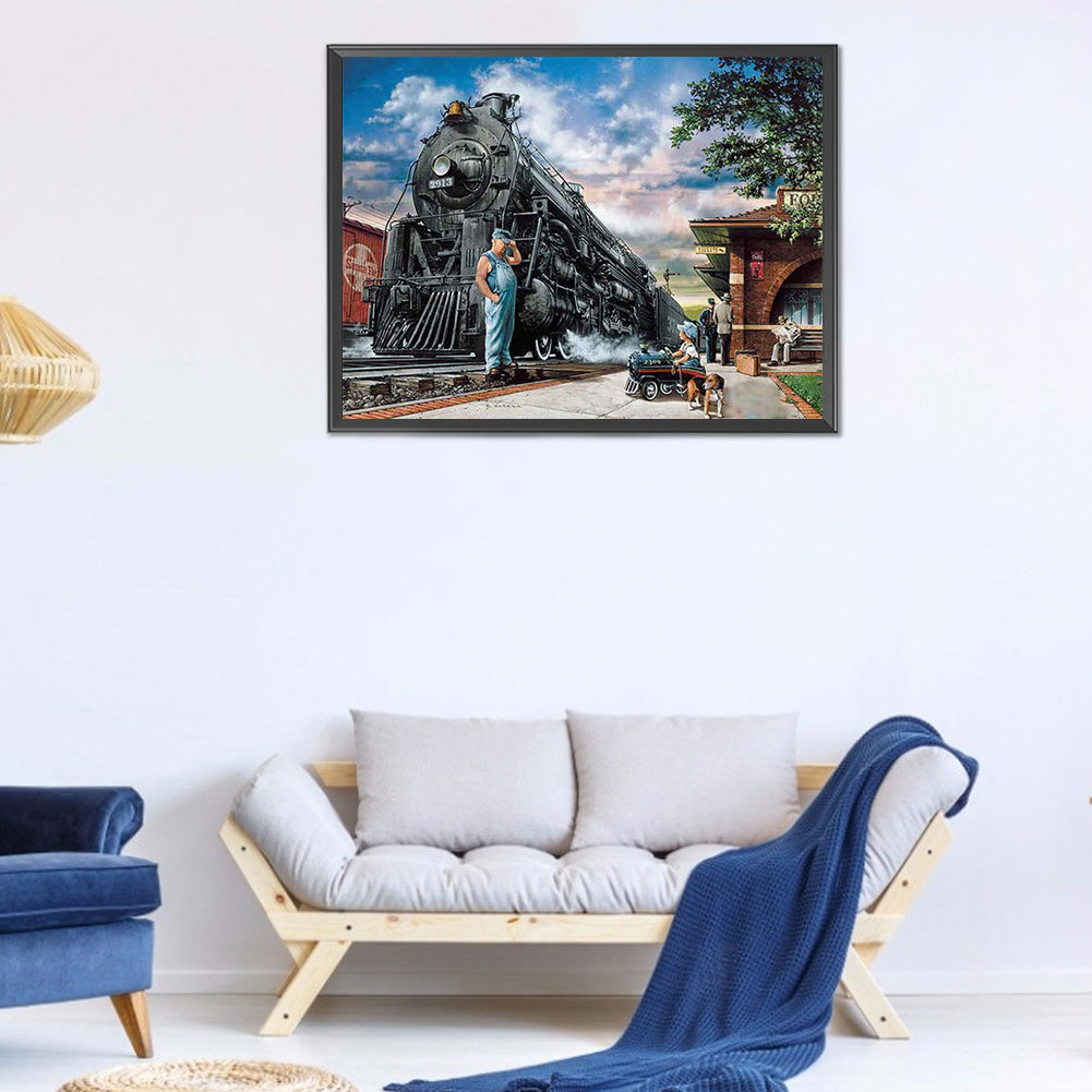 Big Train 40*30CM(Canvas) Full Round Drill Diamond Painting