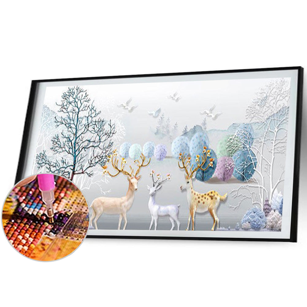 Elk 80*40CM(Canvas) Full Round Drill Diamond Painting