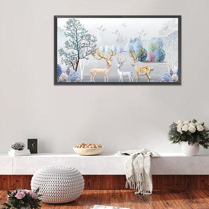 Elk 80*40CM(Canvas) Full Round Drill Diamond Painting