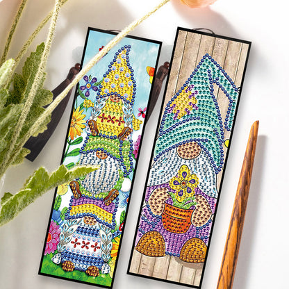 2pcs DIY Diamond Painting Leather Bookmark Special Shape Drill Tassel Craft