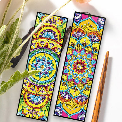 2pcs DIY Diamond Painting Leather Bookmark Special Shape Drill Tassel Craft