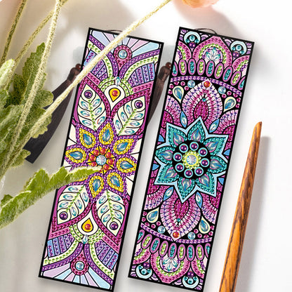 2pcs DIY Diamond Painting Leather Bookmark Special Shape Drill Tassel Craft