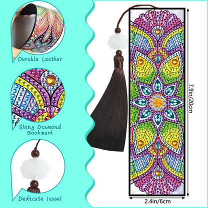 5D DIY Diamond Painting Leather Bookmark Mandala Mosaic Tassel Book Crafts