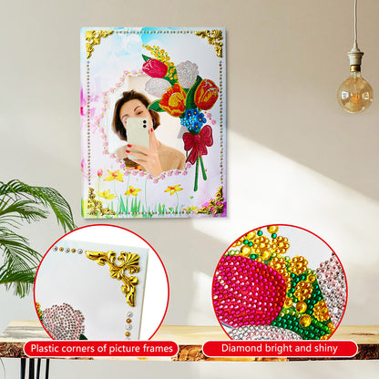 Flowers Makeup Mirror Diamond Painting DIY Mosaic Craft Compact Mirrors