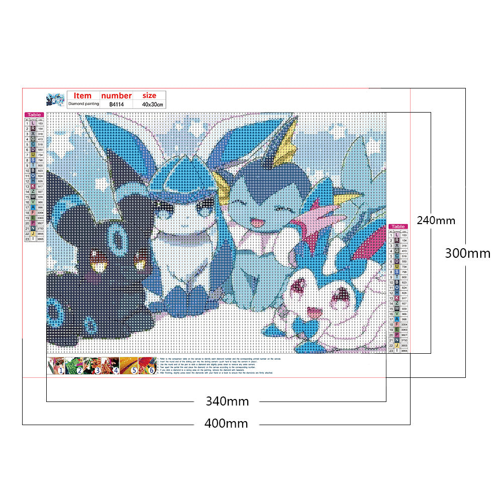 Pokemon 40*30CM(Canvas) Full Round Drill Diamond Painting