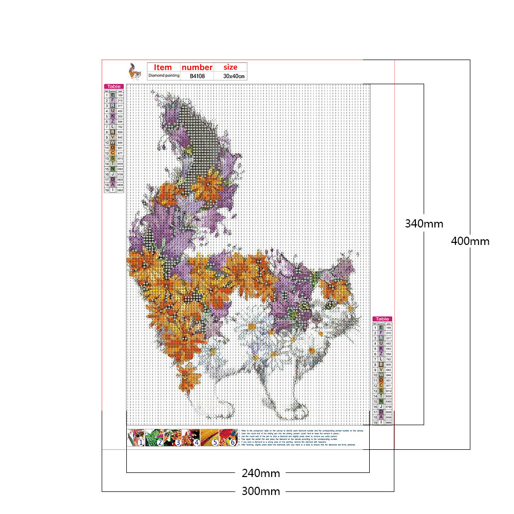Flower Cat 30*40CM(Canvas) Full Round Drill Diamond Painting