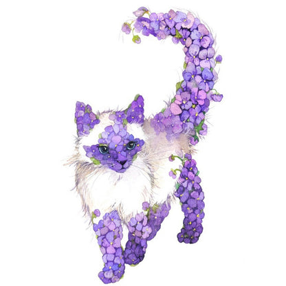 Flower Cat 30*40CM(Canvas) Full Round Drill Diamond Painting