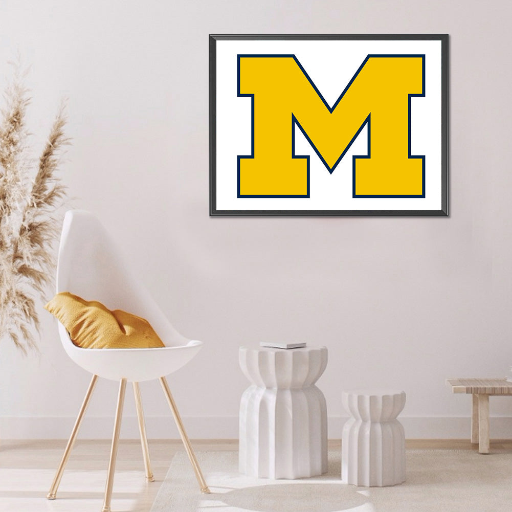Michigan State Wolverines Logo 40*30CM(Canvas) Full Round Drill Diamond Painting