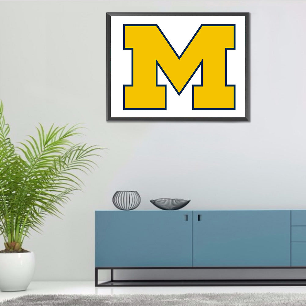 Michigan State Wolverines Logo 40*30CM(Canvas) Full Round Drill Diamond Painting