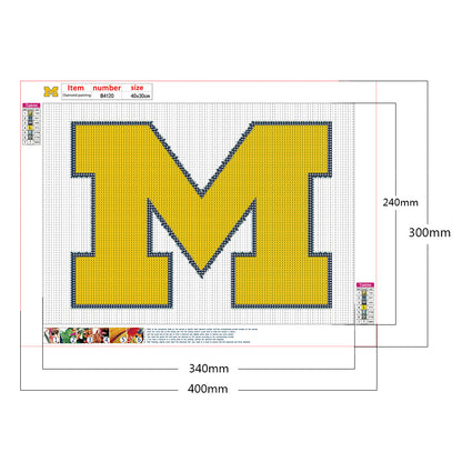 Michigan State Wolverines Logo 40*30CM(Canvas) Full Round Drill Diamond Painting