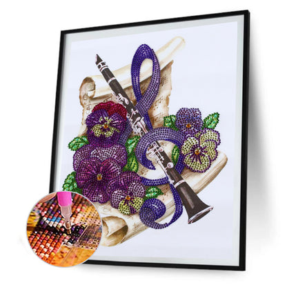 Musical Instrument Flowers - Special Shaped Drill Diamond Paiting 30*40CM